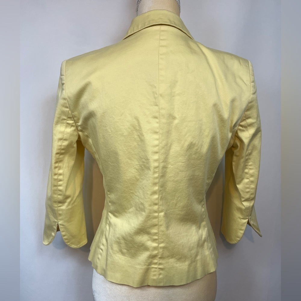 Yellow Blazer Top with 3/4 Sleeve and Lining Size 6P - Picture 7 of 8